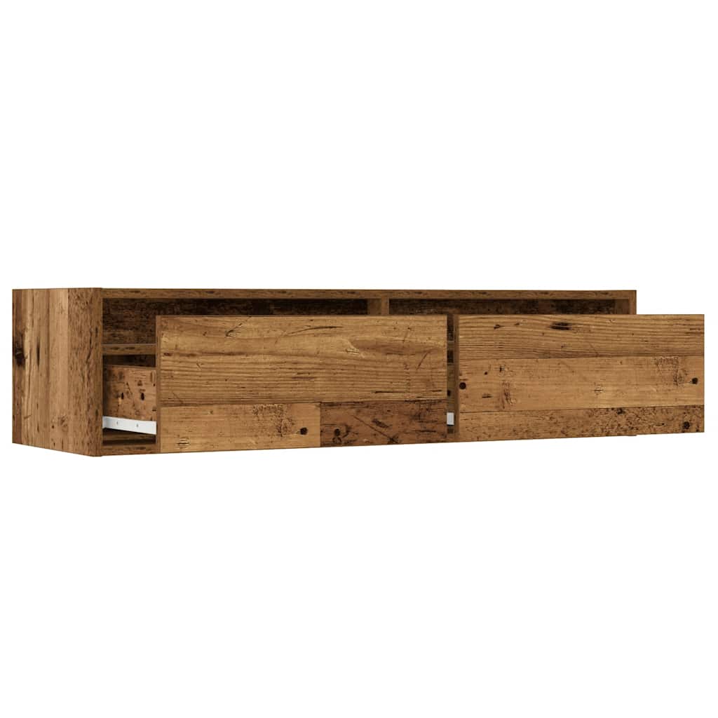 Meuble TV vidaXL avec éclairage LED aspect bois de récupération 100x35,5x25 cm