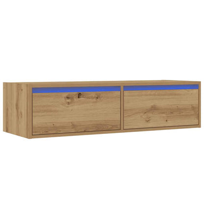 vidaXL Meuble TV avec lumières LED Chêne artisan 100x35,5x25 cm