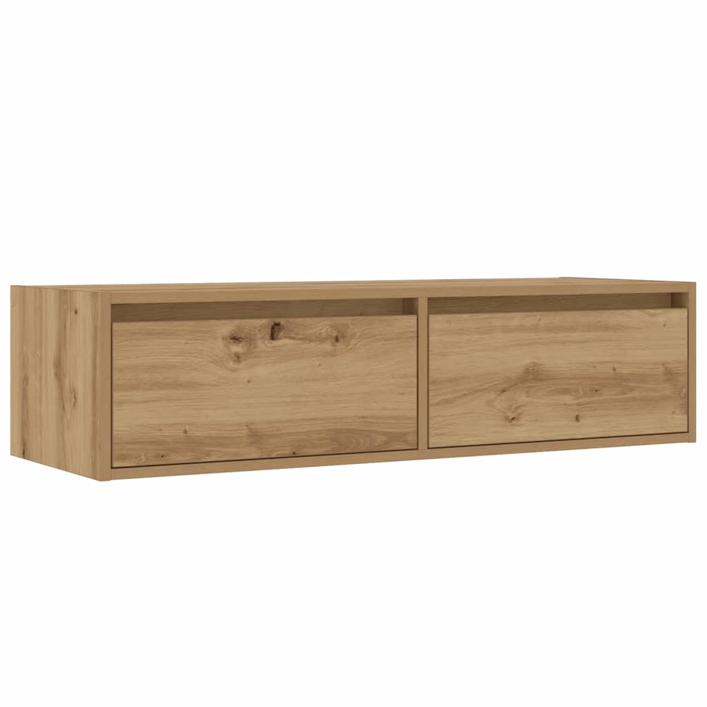vidaXL Meuble TV avec lumières LED Chêne artisan 100x35,5x25 cm