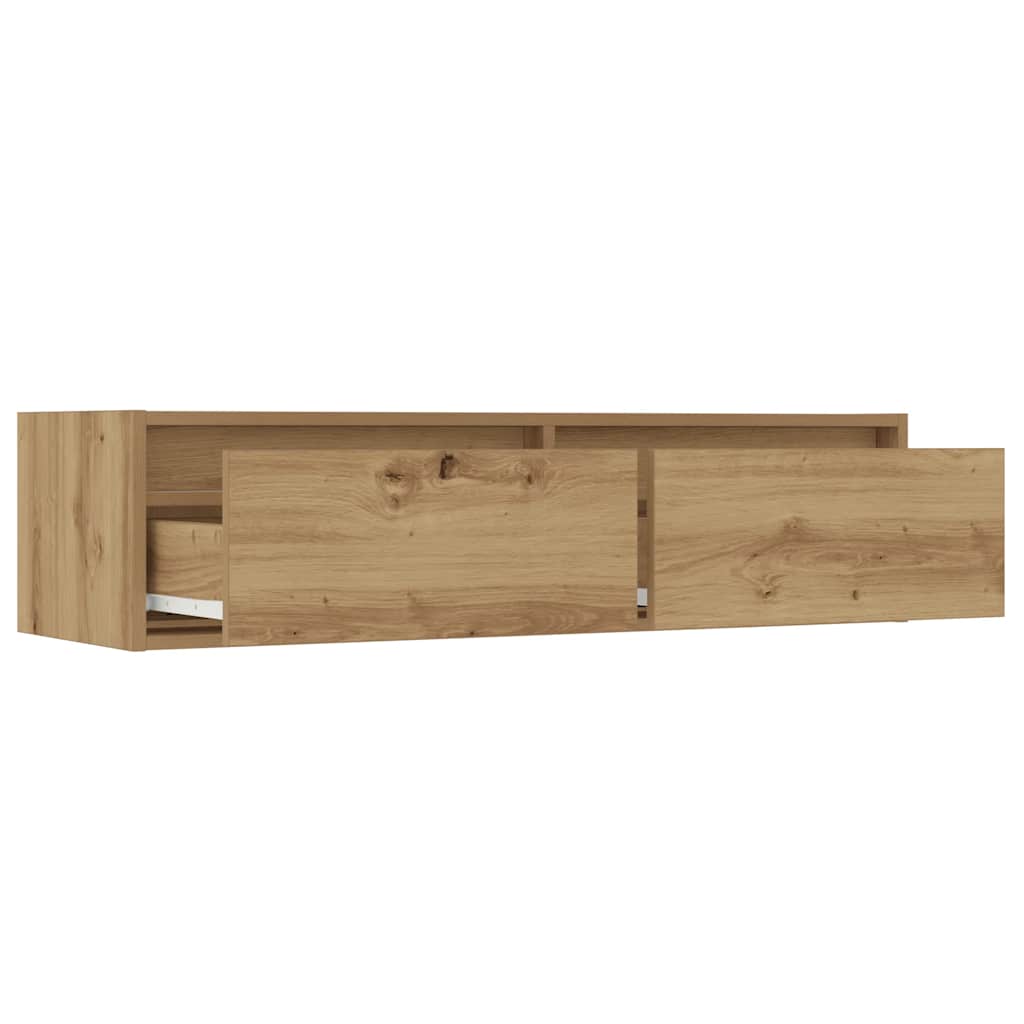 vidaXL Meuble TV avec lumières LED Chêne artisan 100x35,5x25 cm