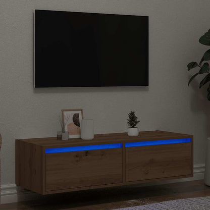 vidaXL Meuble TV avec lumières LED Chêne artisan 100x35,5x25 cm