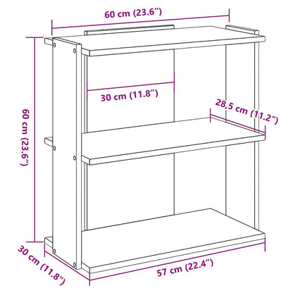 vidaXL Bücherregal 3 Böden Räuchereiche 60x30x60 cm Holzwerkstoff