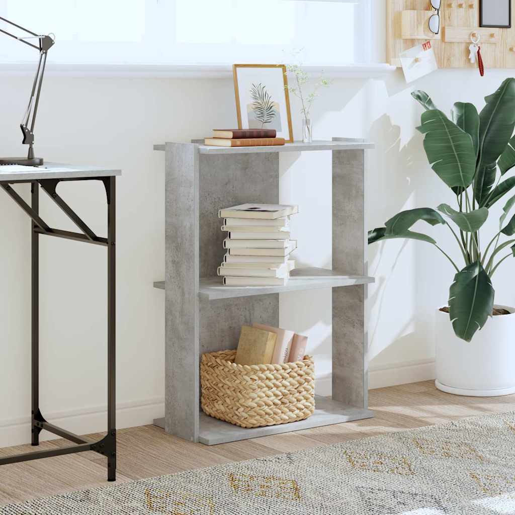 vidaXL Bücherregal 3 Böden Betongrau 60x30x80 cm Holzwerkstoff