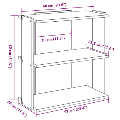 vidaXL Bücherregal 3 Böden Betongrau 60x30x80 cm Holzwerkstoff