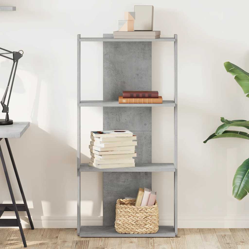 vidaXL Bücherregal 3 Böden Betongrau 60x30x120 cm Holzwerkstoff