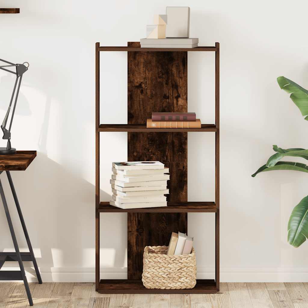 vidaXL Bücherregal 3 Böden Räuchereiche 60x30x120 cm Holzwerkstoff