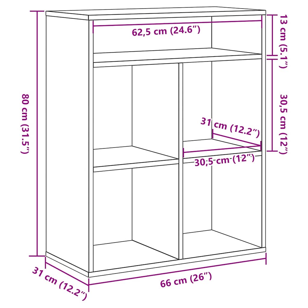 vidaXL Bücherregal Betongrau 66x31x80 cm Holzwerkstoff