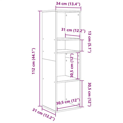 vidaXL Bücherregal Altholz-Optik 34x31x112 cm Holzwerkstoff