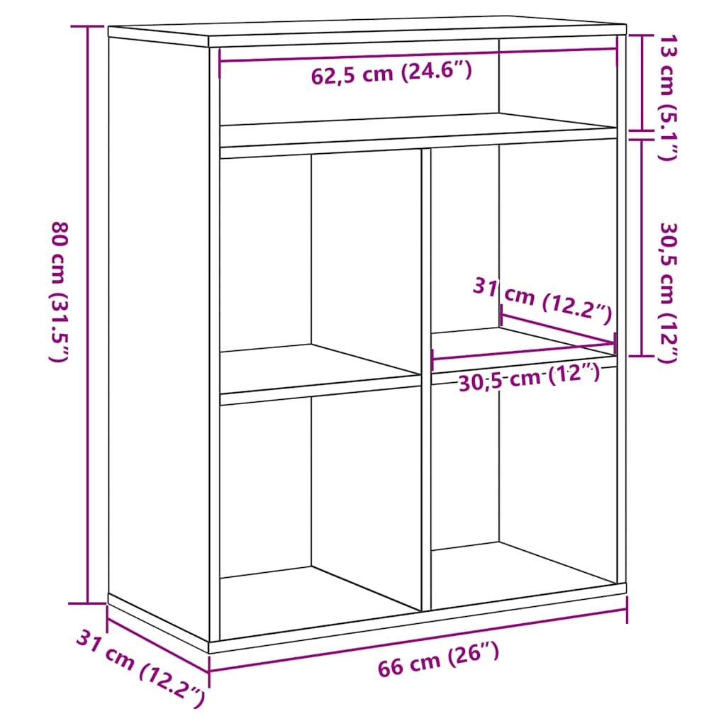 vidaXL Bibliothèque noire 66x31x80 cm en bois d'ingénierie