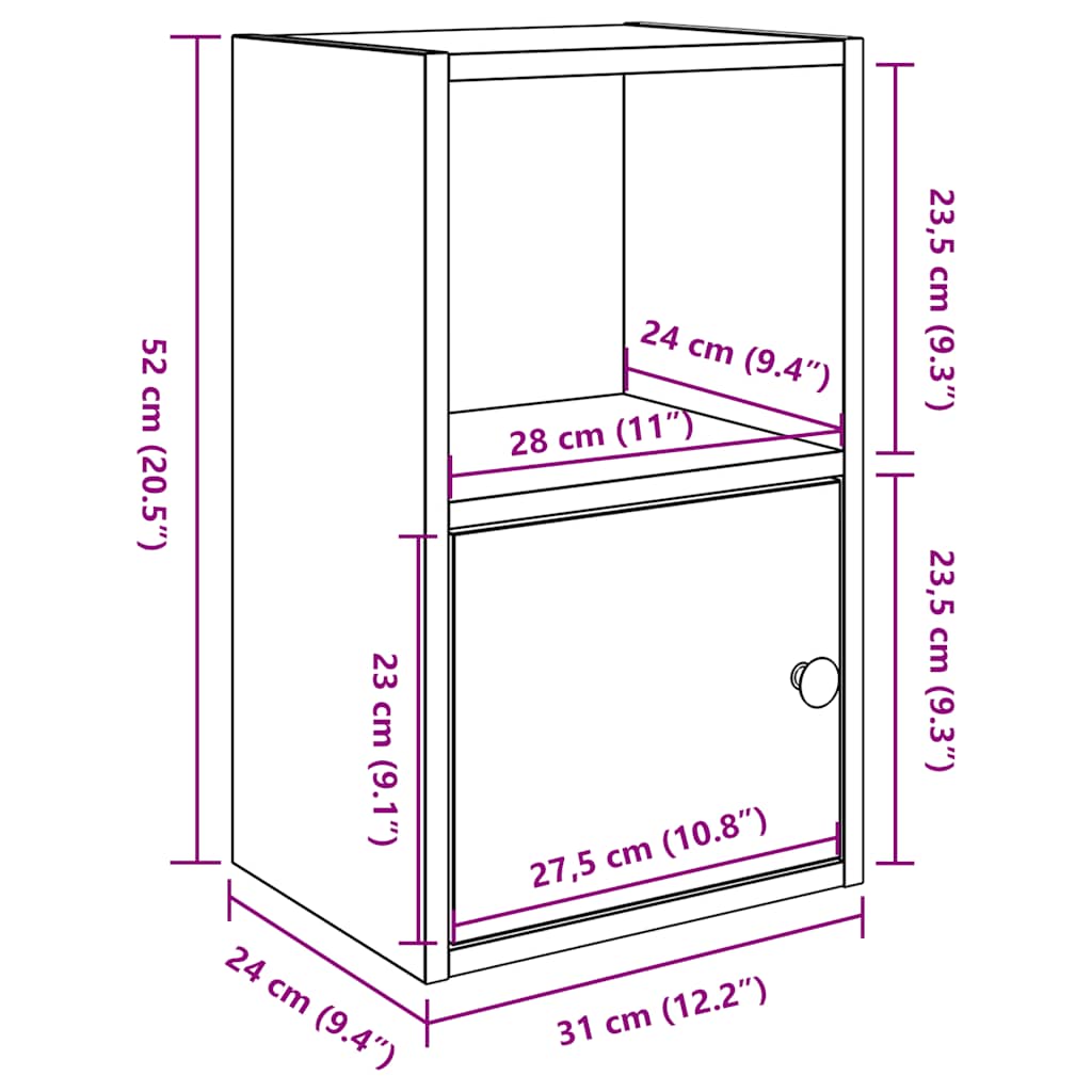 vidaXL Bücherregal Altholz-Optik 31x24x52 cm Holzwerkstoff
