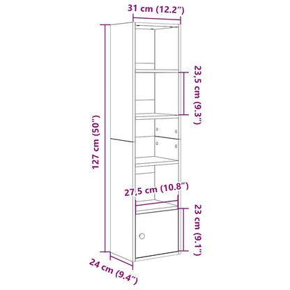 vidaXL Bücherregal Betongrau 31x24x127 cm Holzwerkstoff