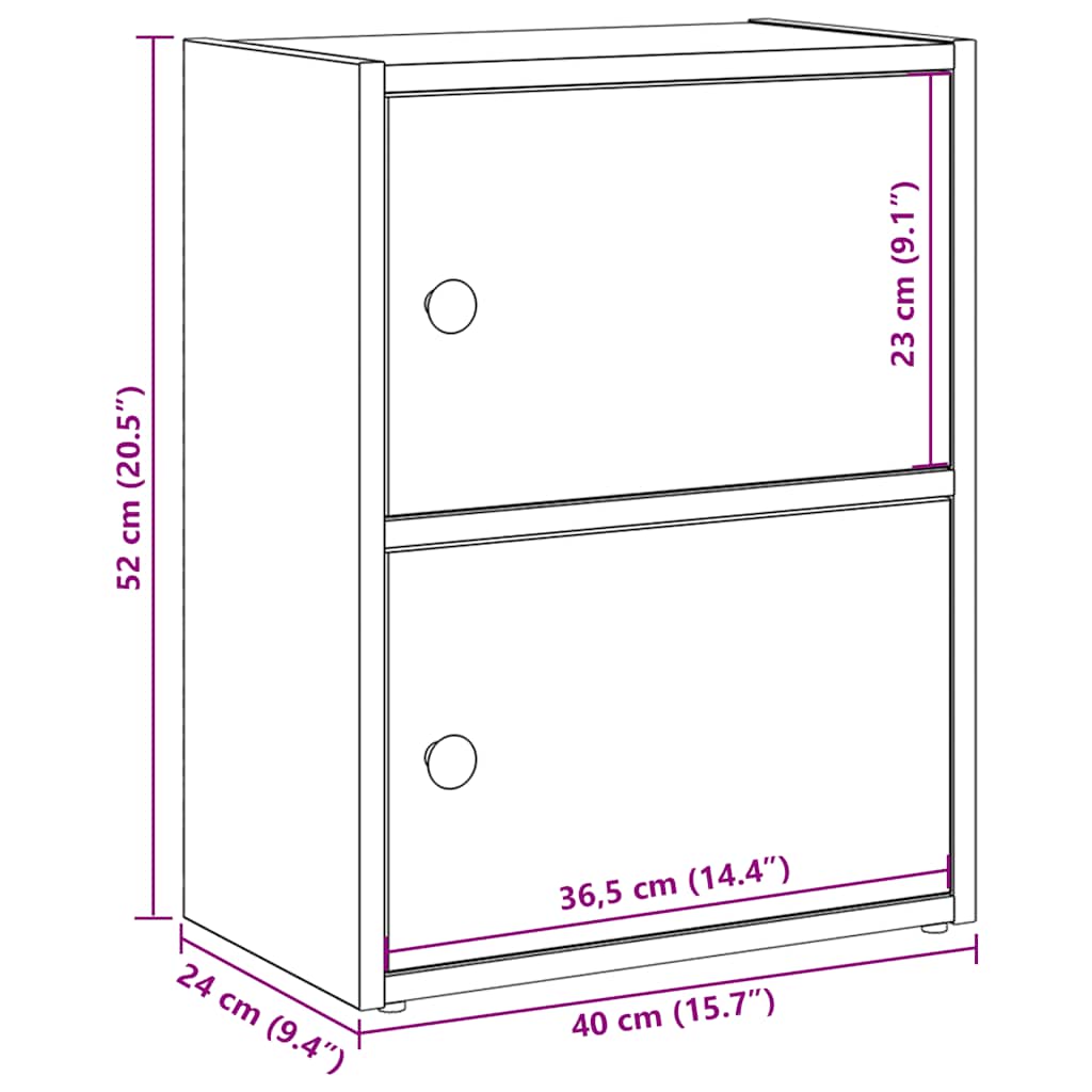 vidaXL Bücherregal Braun Eichen-Optik 40x24x52 cm Holzwerkstoff