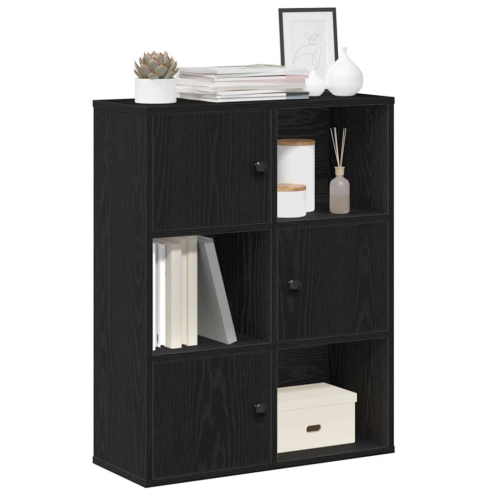 vidaXL Bibliothèque Noir aspect chêne 60x24x76,5 cm Bois d'ingénierie