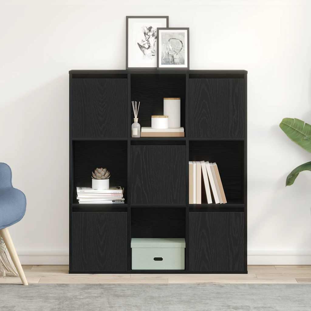 vidaXL Bibliothèque noir aspect chêne 89x24x101,5 cm bois d'ingénierie
