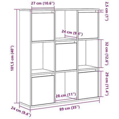 vidaXL Bibliothèque noir aspect chêne 89x24x101,5 cm bois d'ingénierie