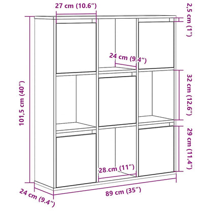 vidaXL Bücherregal Grau Sonoma 89x24x101,5 cm Holzwerkstoff