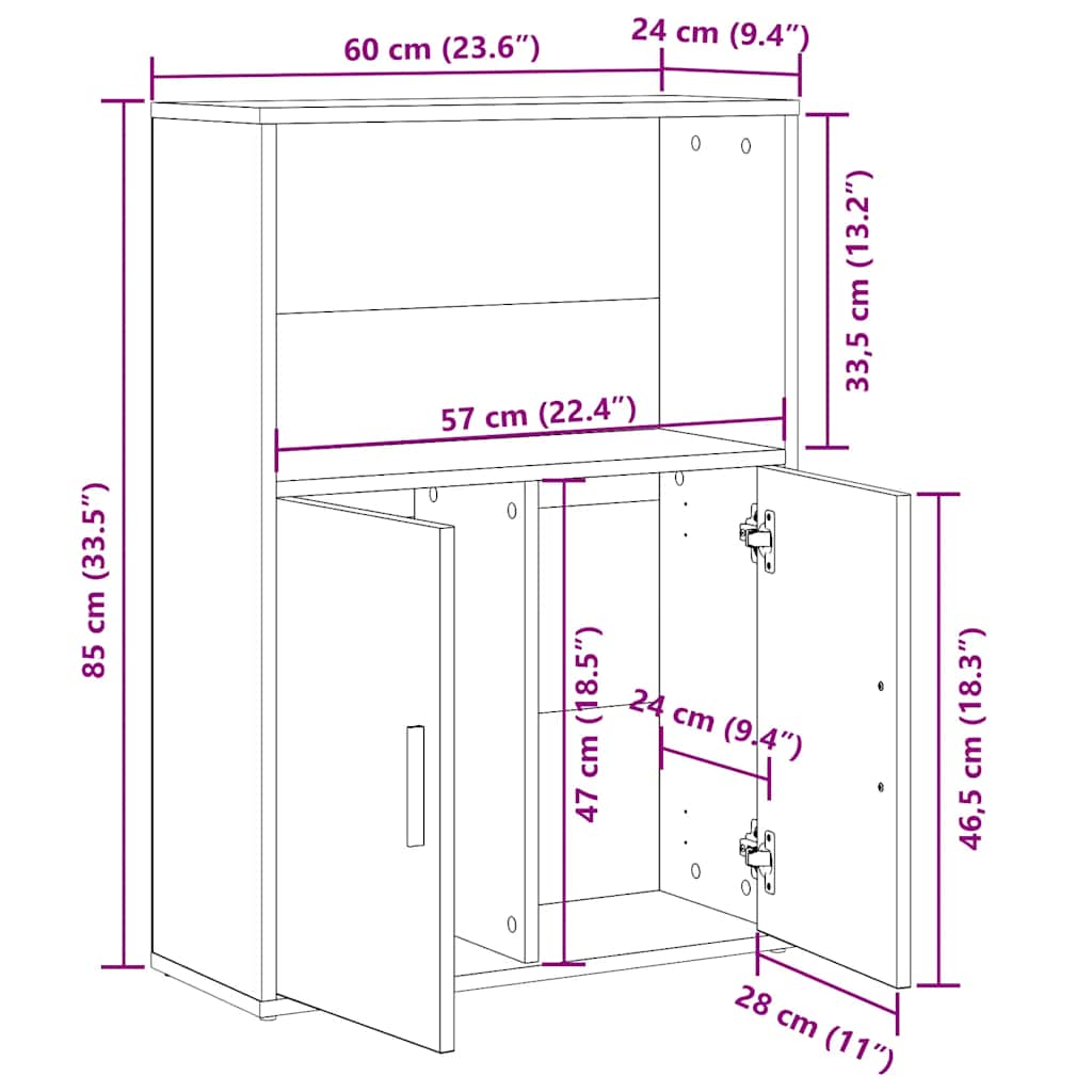 vidaXL Bücherregal Räuchereiche 60x24x85 cm Holzwerkstoff