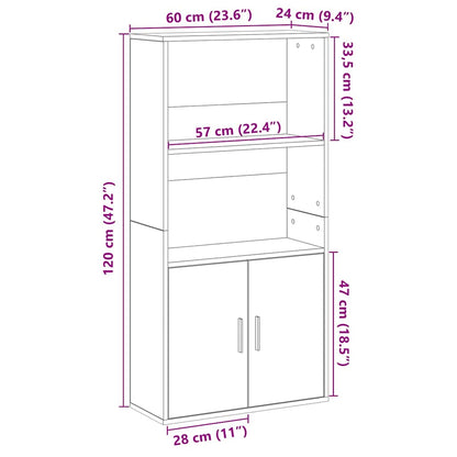 vidaXL Bibliothèque gris béton 60x24x120 cm en bois d'ingénierie