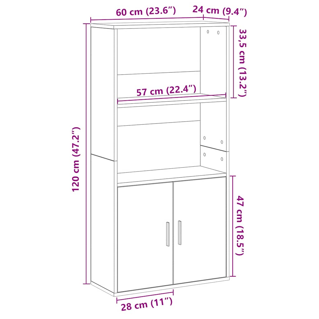 vidaXL Bibliothèque chêne artisan 60x24x120 cm bois d'ingénierie