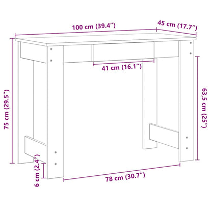 vidaXL Bureau chêne Sonoma 100x45x75 cm aggloméré