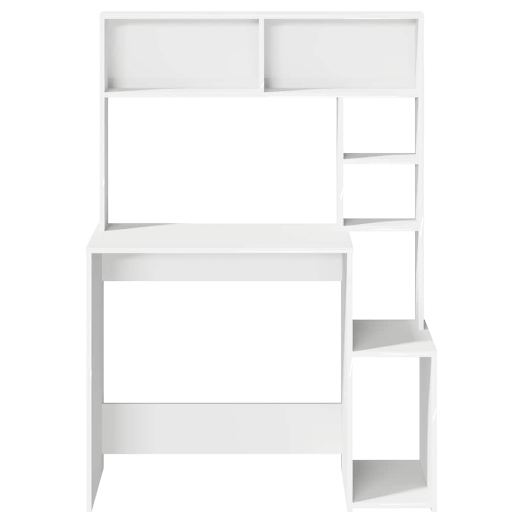 vidaXL Bureau avec étagère Blanc 100x45x140 cm Bois d'ingénierie