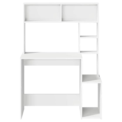 vidaXL Bureau avec étagère Blanc 100x45x140 cm Bois d'ingénierie