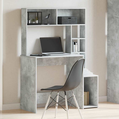 vidaXL Schreibtisch mit Regal Betongrau 100x45x140 cm Holzwerkstoff