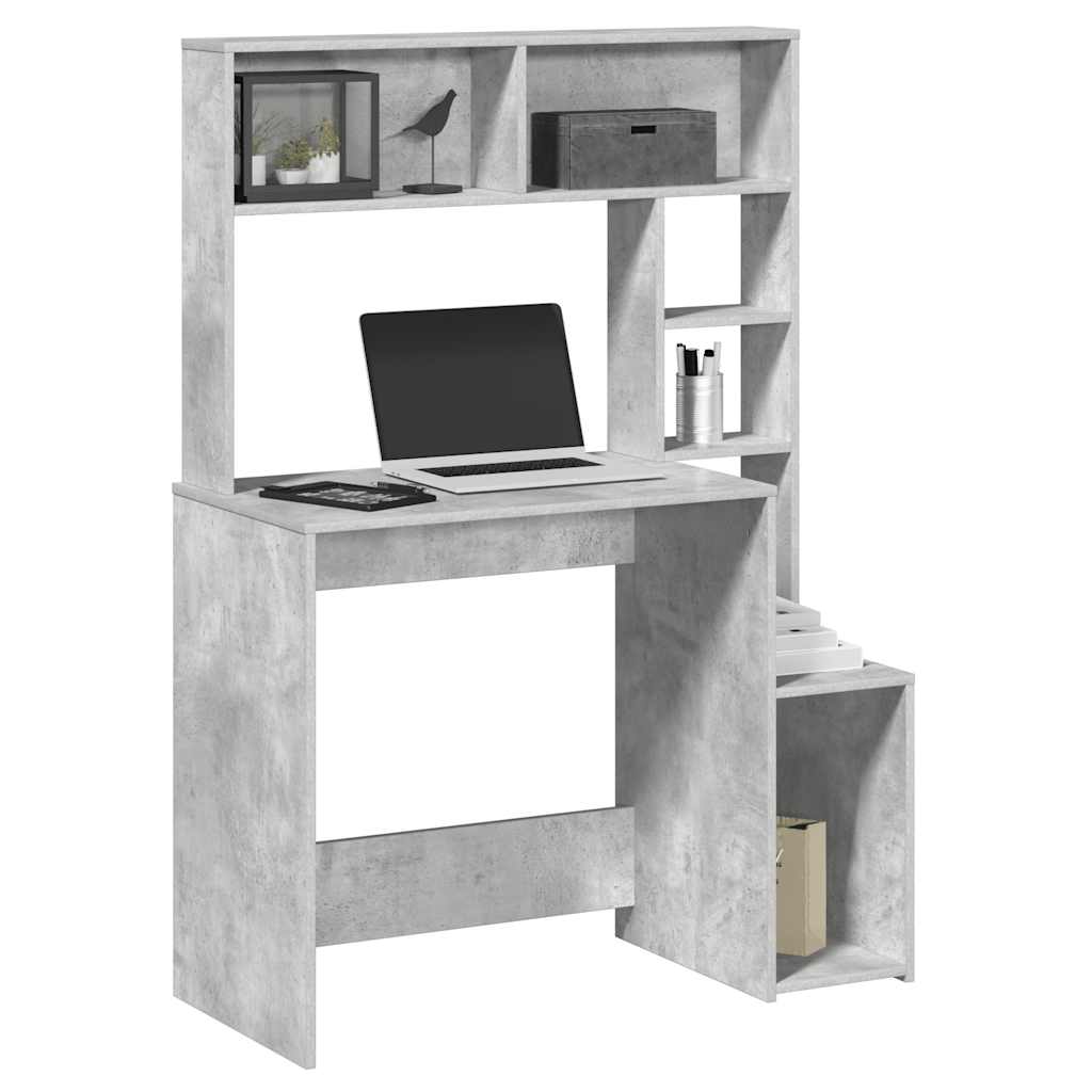 vidaXL Schreibtisch mit Regal Betongrau 100x45x140 cm Holzwerkstoff