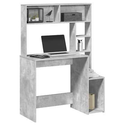 vidaXL Schreibtisch mit Regal Betongrau 100x45x140 cm Holzwerkstoff