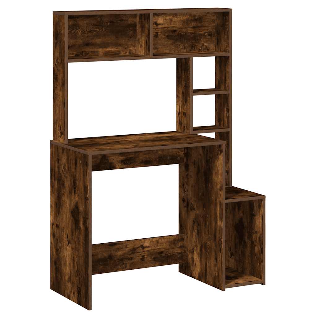 vidaXL Bureau avec étagère Chêne fumé 100x45x140 cm Bois d'ingénierie