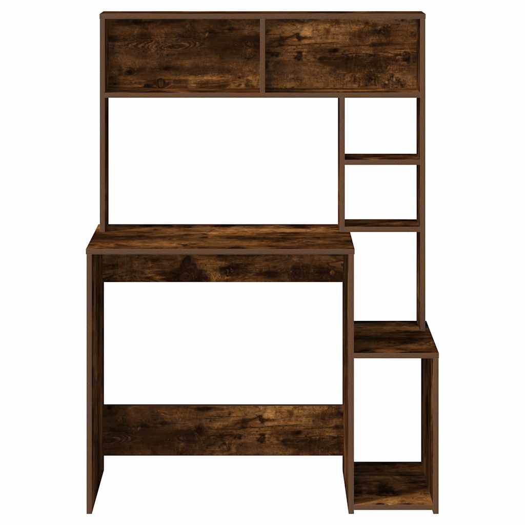 vidaXL Bureau avec étagère Chêne fumé 100x45x140 cm Bois d'ingénierie