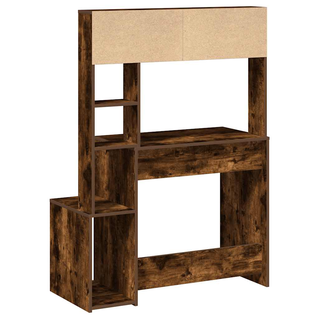 vidaXL Bureau avec étagère Chêne fumé 100x45x140 cm Bois d'ingénierie