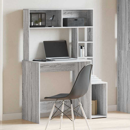 vidaXL Schreibtisch mit Regal Grau Sonoma 100x45x140 cm Holzwerkstoff