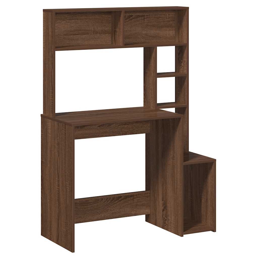 vidaXL Bureau avec étagère marron aspect chêne 100x45x140 cm