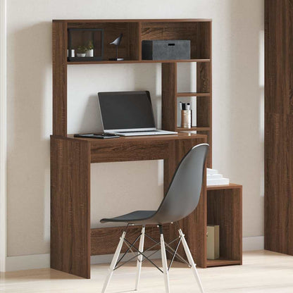 vidaXL Bureau avec étagère marron aspect chêne 100x45x140 cm
