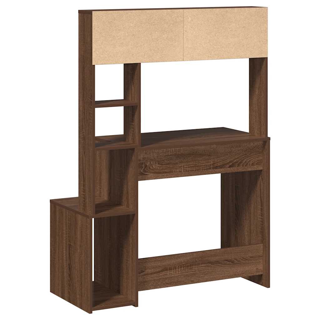 vidaXL Bureau avec étagère marron aspect chêne 100x45x140 cm