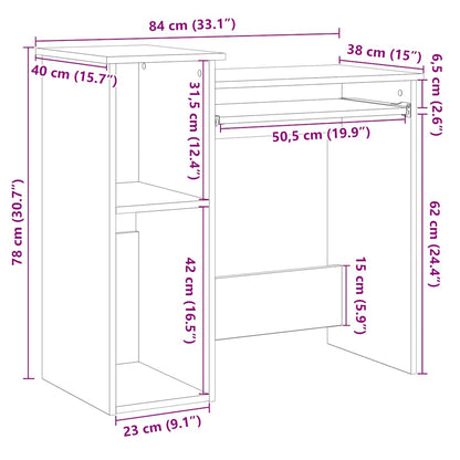 vidaXL Schreibtisch mit Regalen Sonoma-Eiche 84x40x78 cm Holzwerkstoff