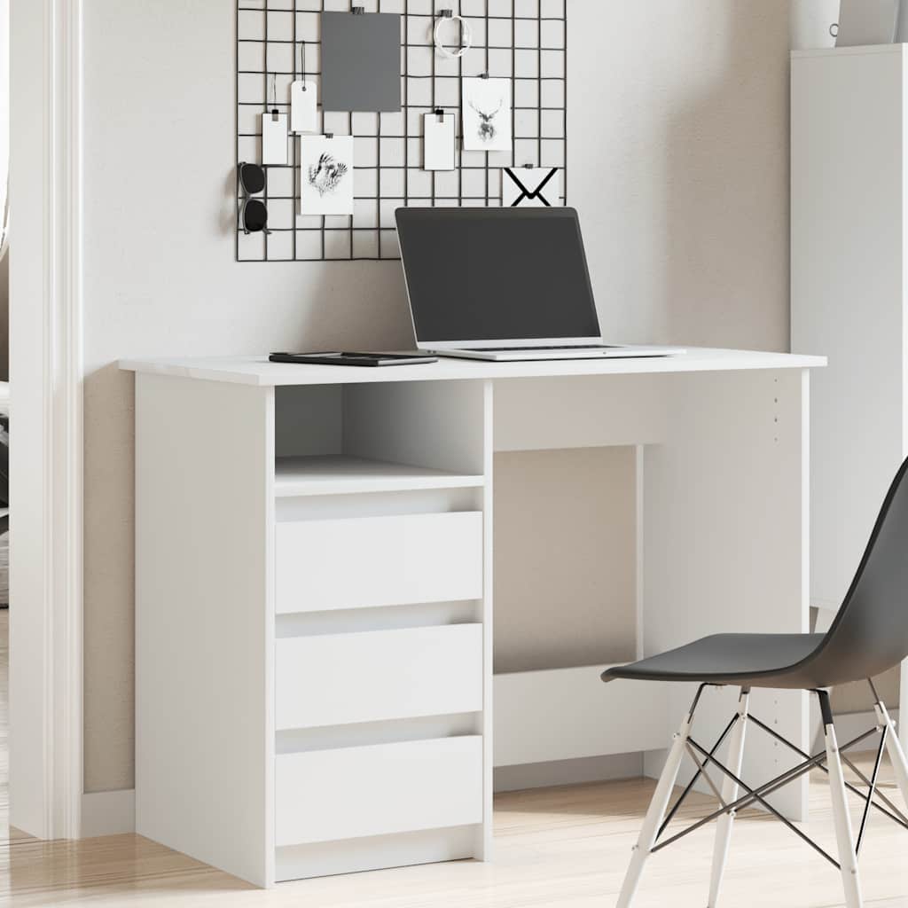 vidaXL Bureau Blanc 102x50x75 cm Bois d'ingénierie