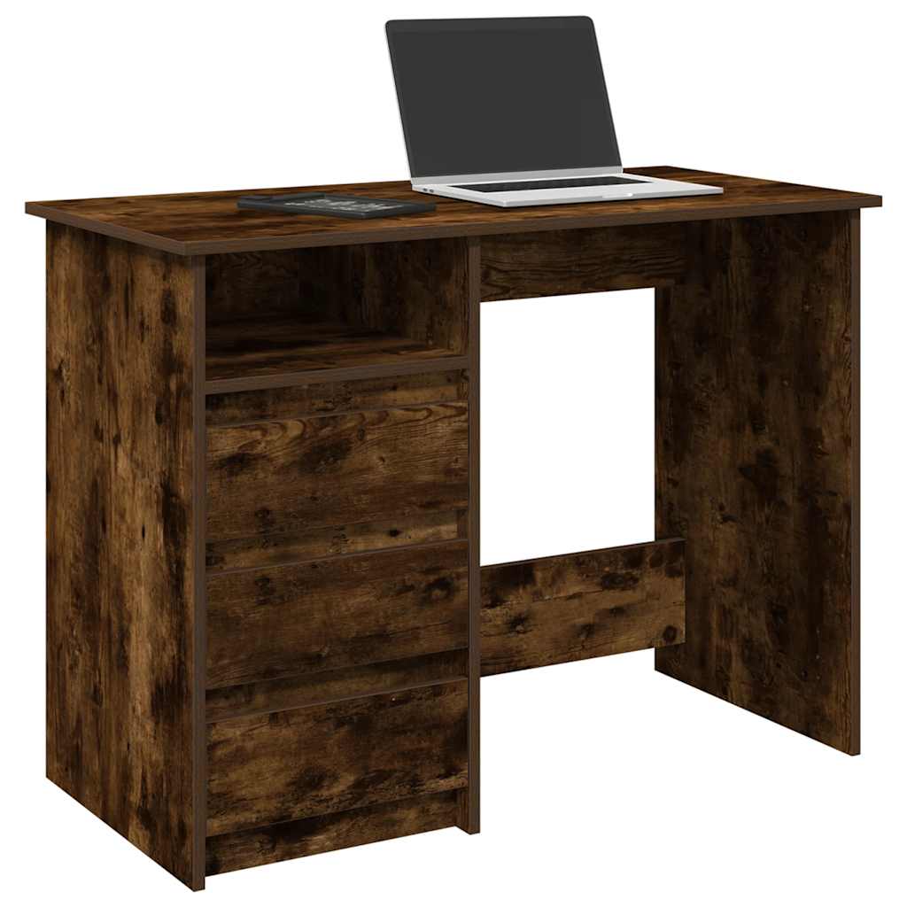 vidaXL Schreibtisch Räuchereiche 102x50x75 cm Holzwerkstoff