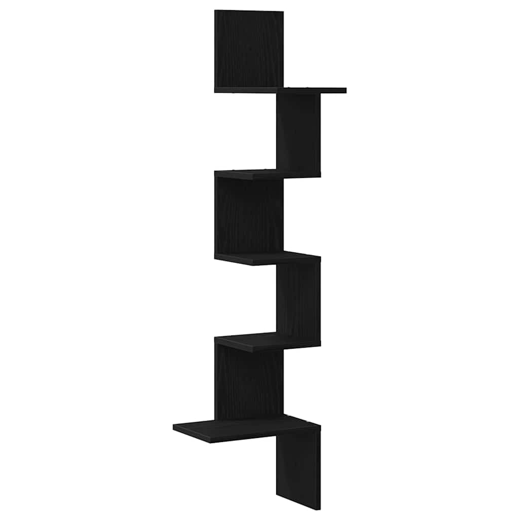 vidaXL Wand-Eckregal Schwarz 32x32x127,5 cm Holzwerkstoff