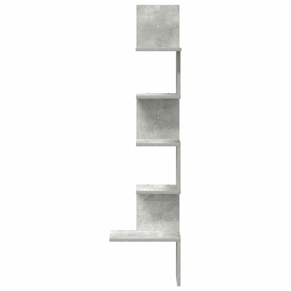 vidaXL Wand-Eckregal Betongrau 32x32x127,5 cm Holzwerkstoff
