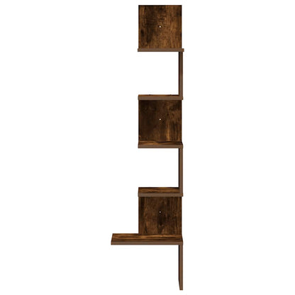 vidaXL Wand-Eckregal Räuchereiche 32x32x127,5 cm Holzwerkstoff