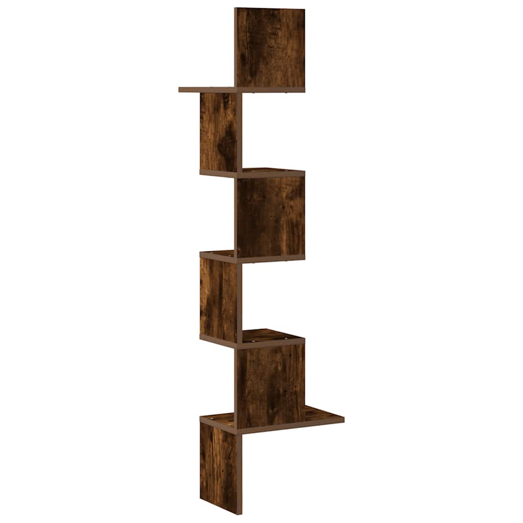 vidaXL Wand-Eckregal Räuchereiche 32x32x127,5 cm Holzwerkstoff