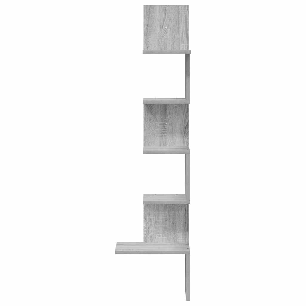 vidaXL Wand-Eckregal Grau Sonoma 32x32x127,5 cm Holzwerkstoff