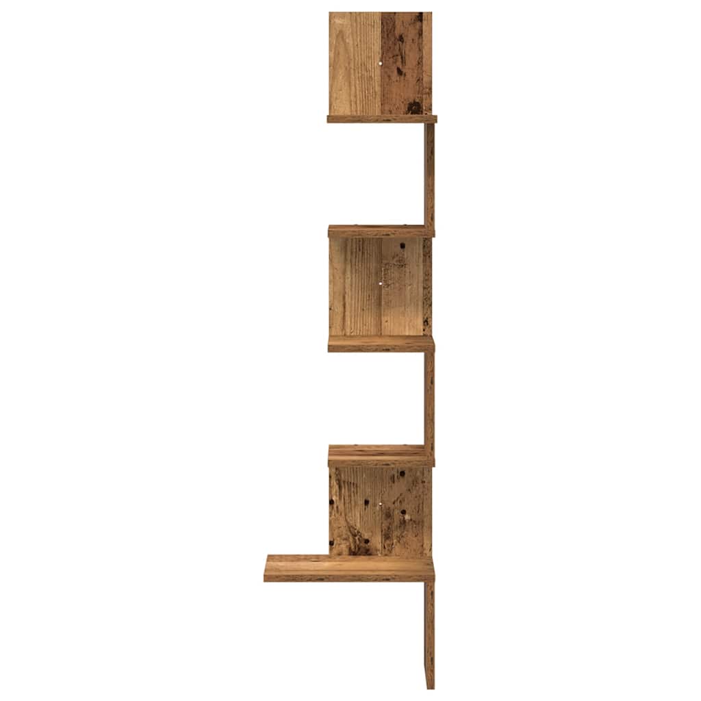 vidaXL Étagère murale d'angle aspect bois de récupération 32x32x127,5 cm Bois d'ingénierie