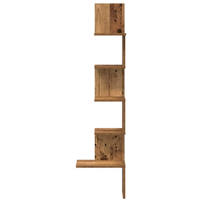 vidaXL Étagère murale d'angle aspect bois de récupération 32x32x127,5 cm Bois d'ingénierie