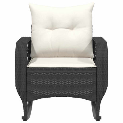 vidaXL Garten-Schaukelstuhl mit Kissen Schwarz Poly Rattan