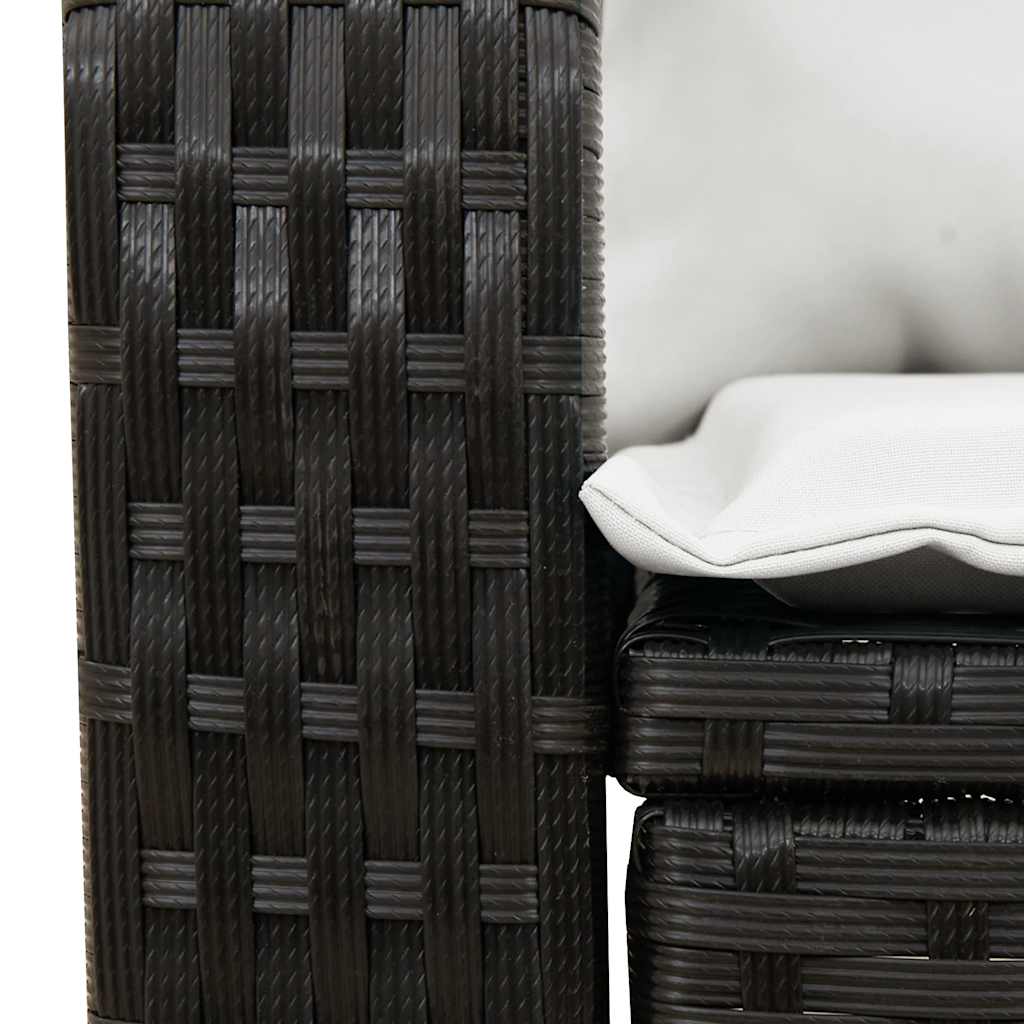 vidaXL Garten-Schaukelstuhl mit Kissen Schwarz Poly Rattan