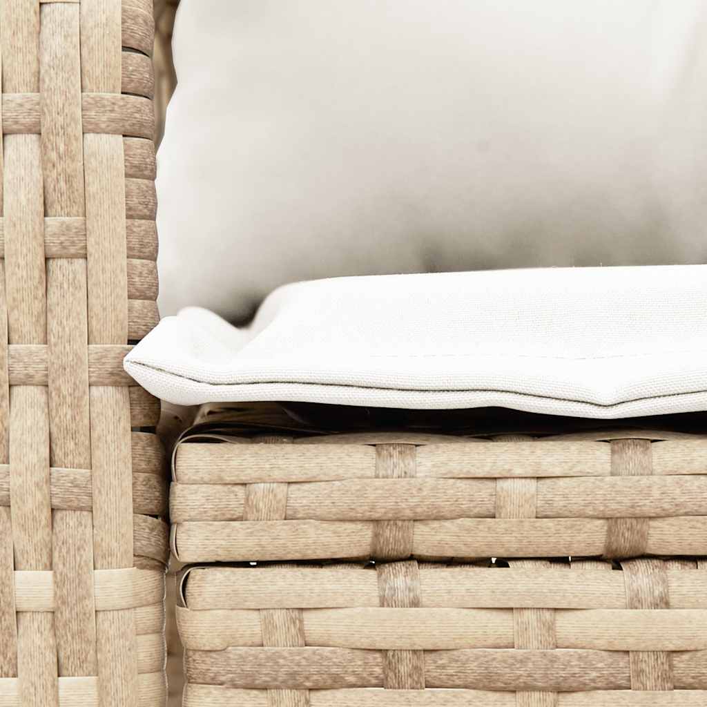 vidaXL Garten-Schaukelstuhl mit Kissen Beige Poly Rattan