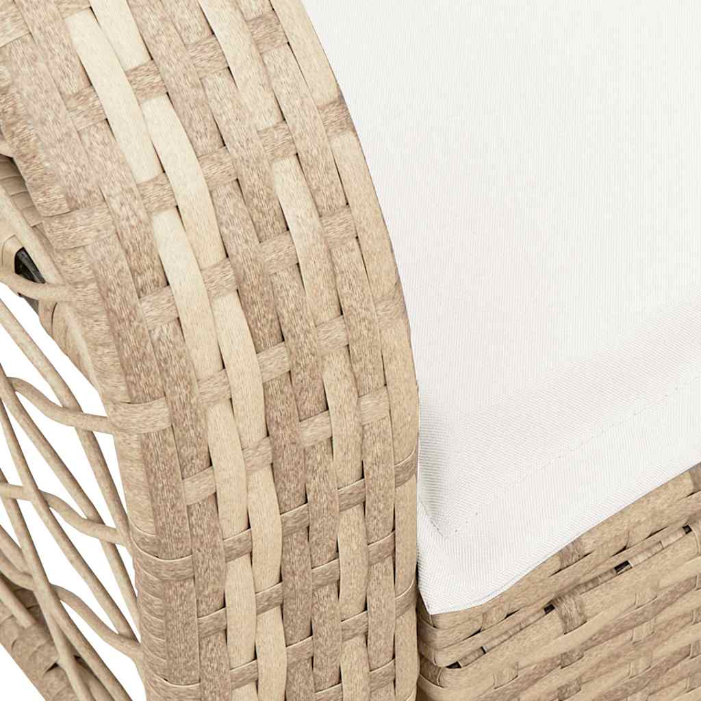 vidaXL Garten-Schaukelstuhl mit Kissen Beige Poly Rattan